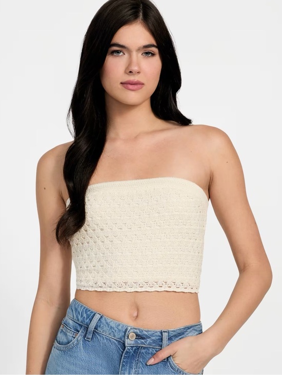 Guess Tops - Guess Cream Knit Strapless Tube Top